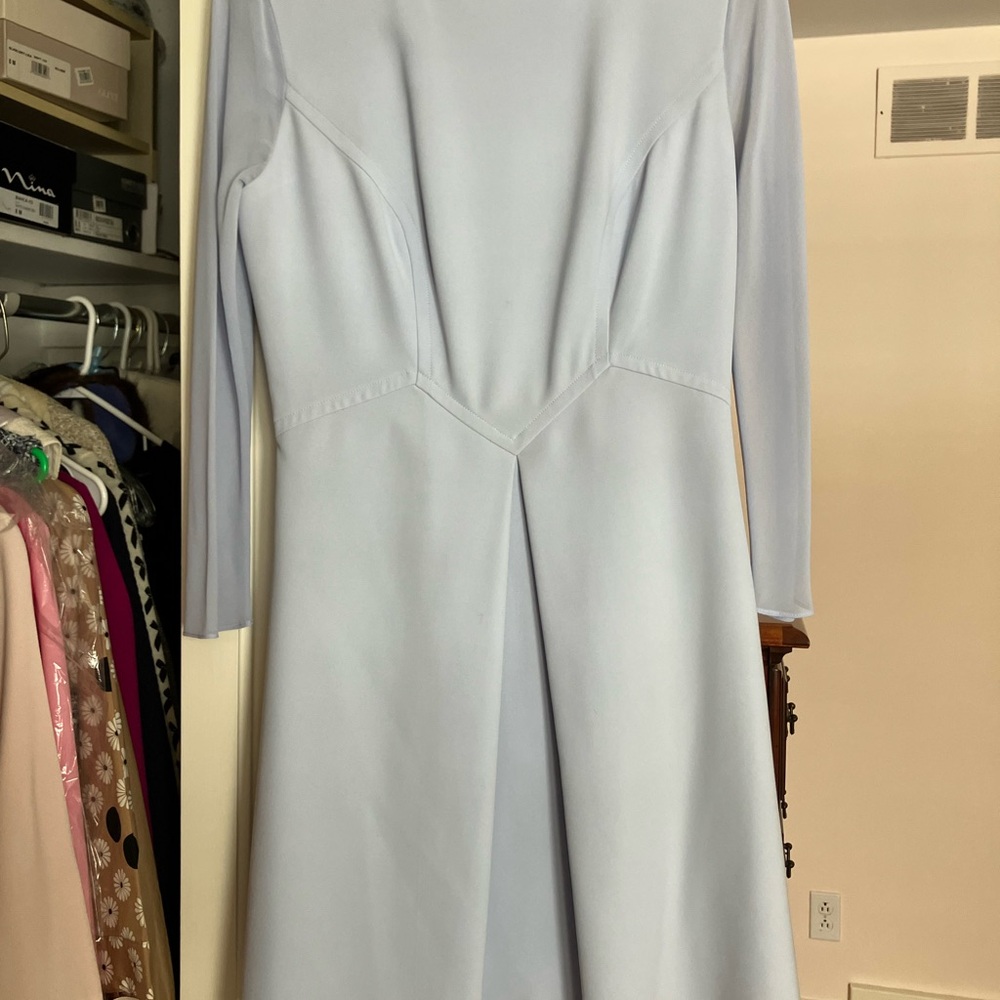 Ted Baker Pale Blue Long-Sleeve Fit-and-Flare Dress